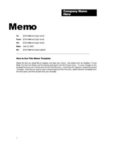 Professional Business Memo Template Pdf Sample