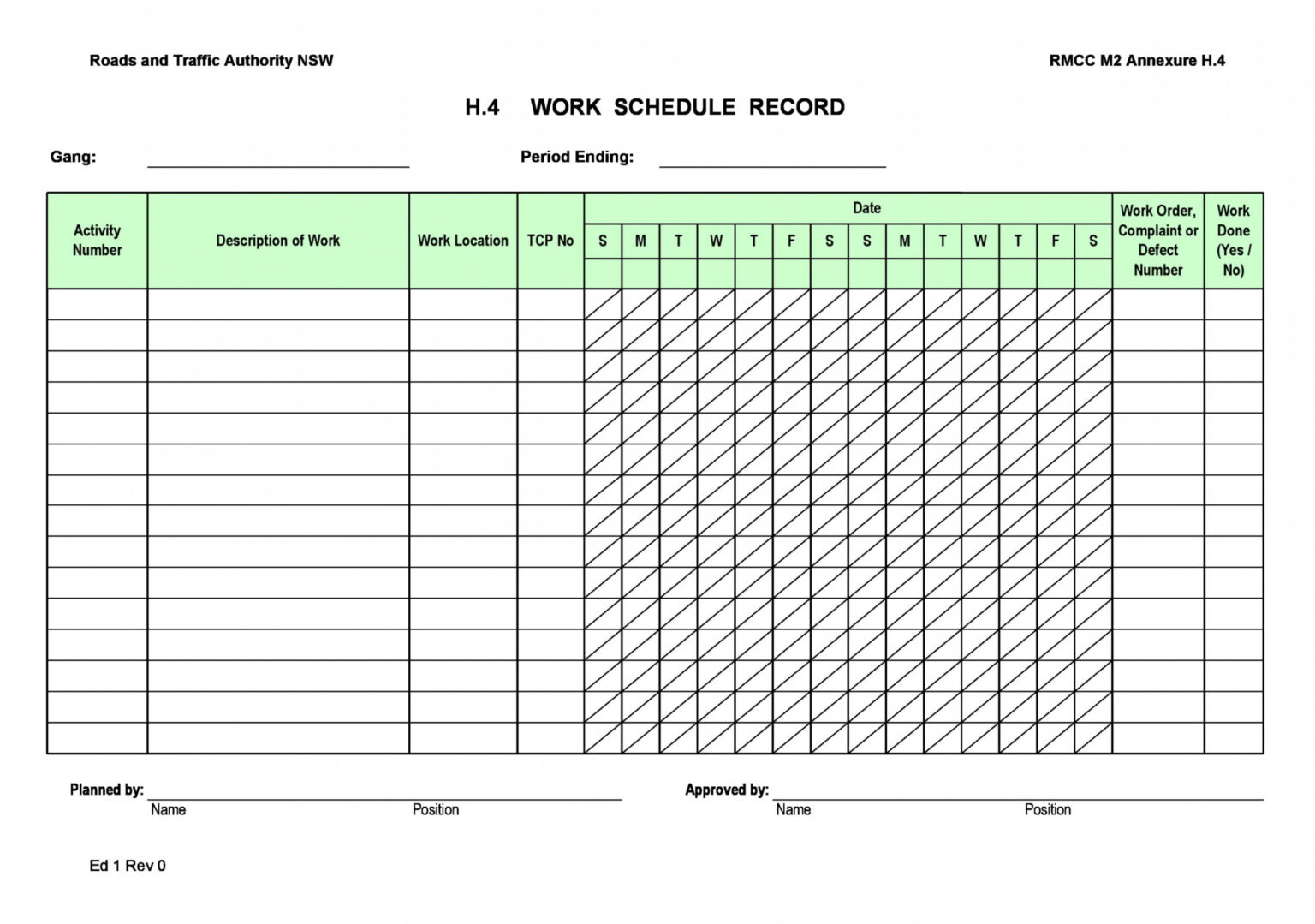 Child Care Staff Schedule Template