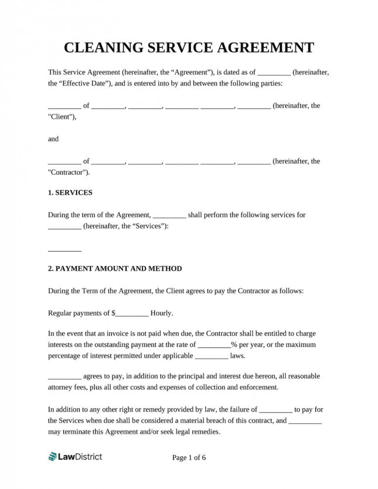 Editable Cleaning Service Contract Template Free Sample Lawdistrict PDF Sample Editable Cleaning Service Contract Template Free Sample Lawdistrict Pdf Sample