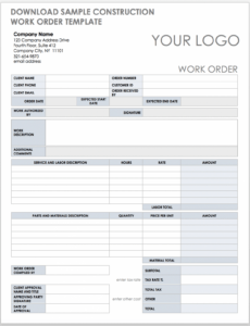 Free Editable Free Construction Work Order Templates &amp;Amp; Forms  Smartsheet 2022 Doc Sample