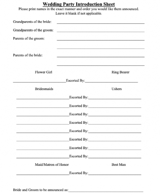 Free Editable Wedding Party Lineup Template 2024 Free Template Word Sample