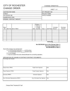 Free Printable Change Order Template Easy Workflow Pdf  Word Pdf Sample