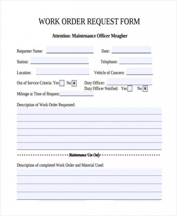 Printable Work Order Request Template  Printable Templates Word