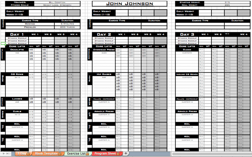 Editable Personal Trainer Program Design Templates Arts Arts Excel editable personal trainer program design templates arts arts excel