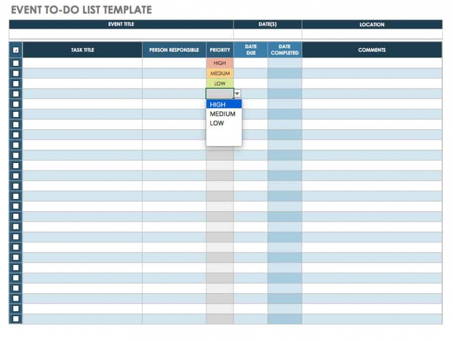 free custom event to do list template excel sample