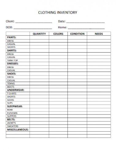 Free Editable Free 10 Clothing Inventory Samples In Pdf Excel Example free editable free 10 clothing inventory samples in pdf excel example