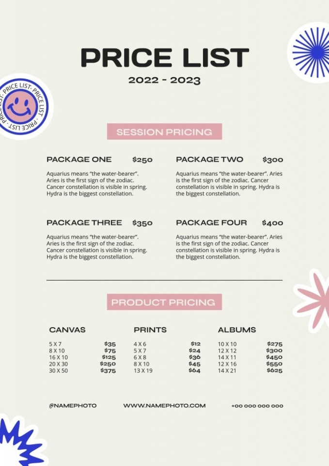 free  videography pricing template free