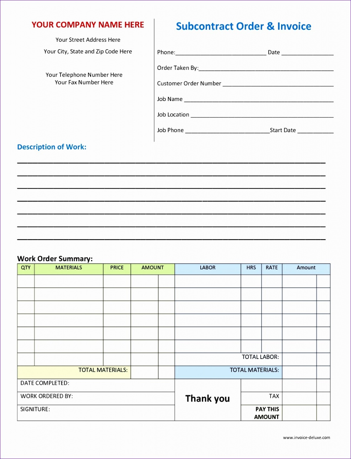 Auto Repair Shop Work Order Template Excel Auto Repair Shop Work Order Template Excel