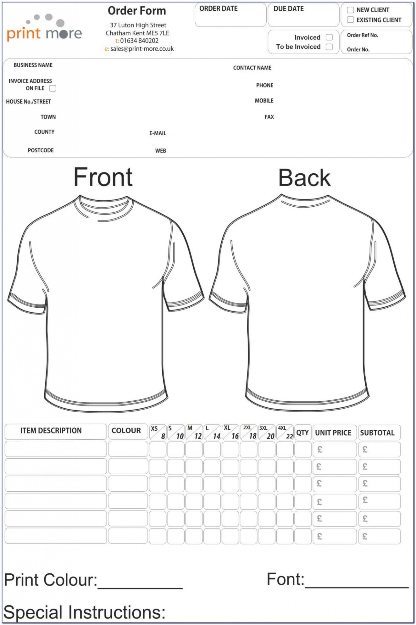 Tee Shirt Order Form Template Excel Example Tee Shirt Order Form Template Excel Example