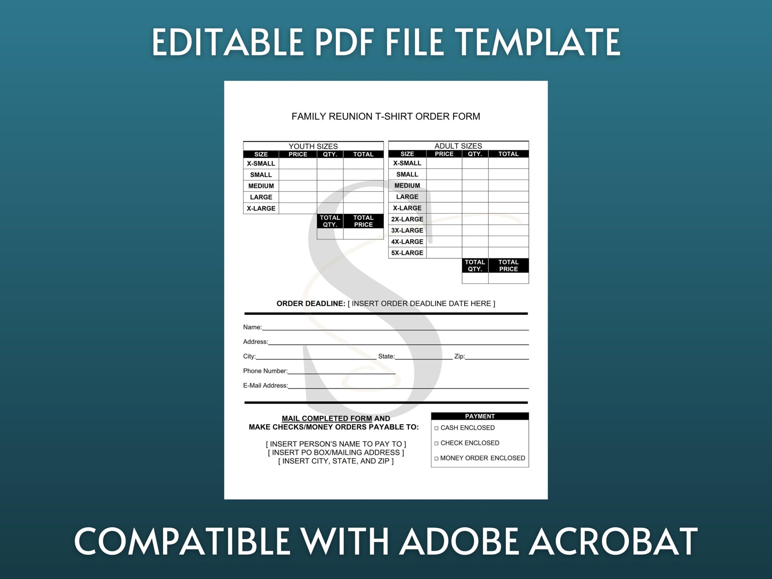 Editable Family Reunion T Shirt Order Form Template Pdf Example