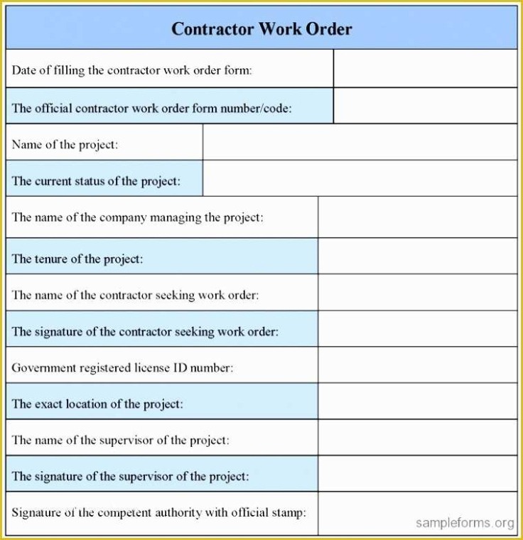 Free Custom Construction Extra Work Order Template Example Free Custom Construction Extra Work Order Template Example