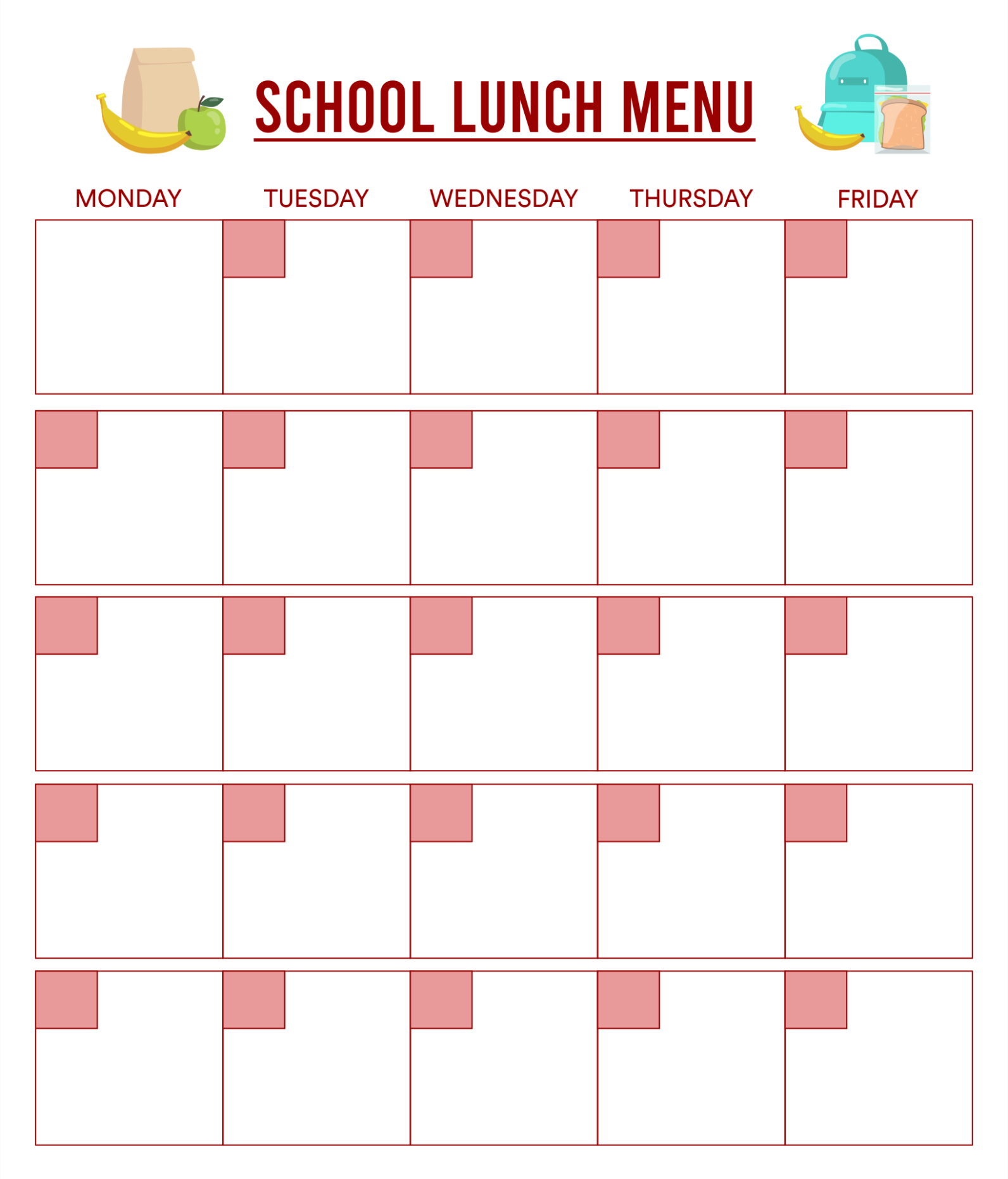 Free  Lunch Menu Order Form Template Pdf