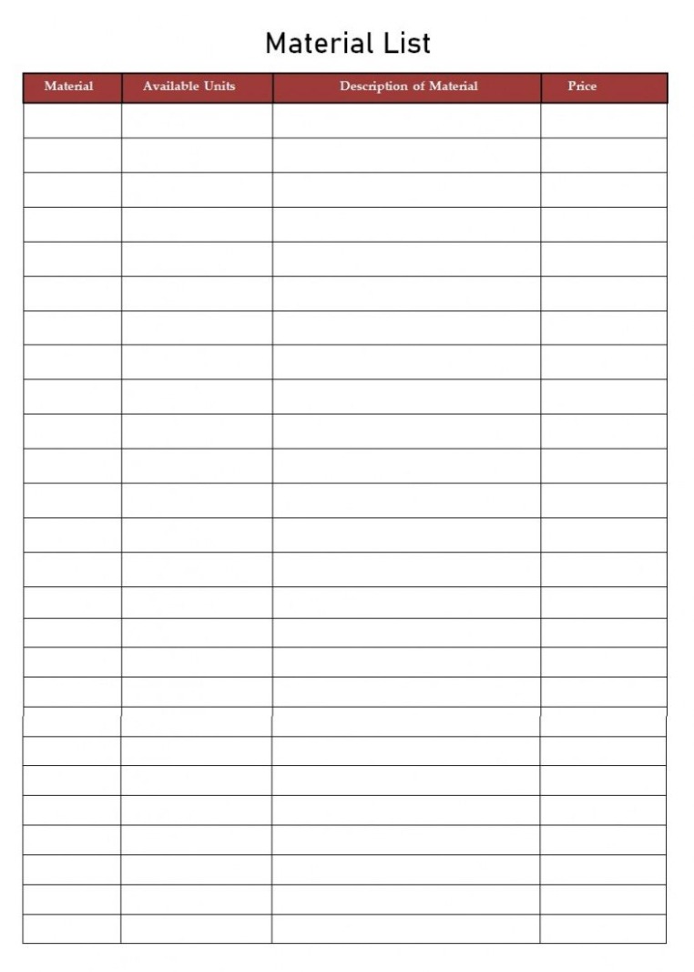 Free Printable Construction Material Order Form Template Pdf Sample