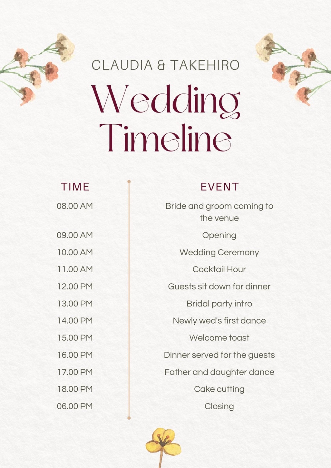 Editable Wedding Ceremony Order Of Events Template Excel Sample Editable Wedding Ceremony Order Of Events Template Excel Sample
