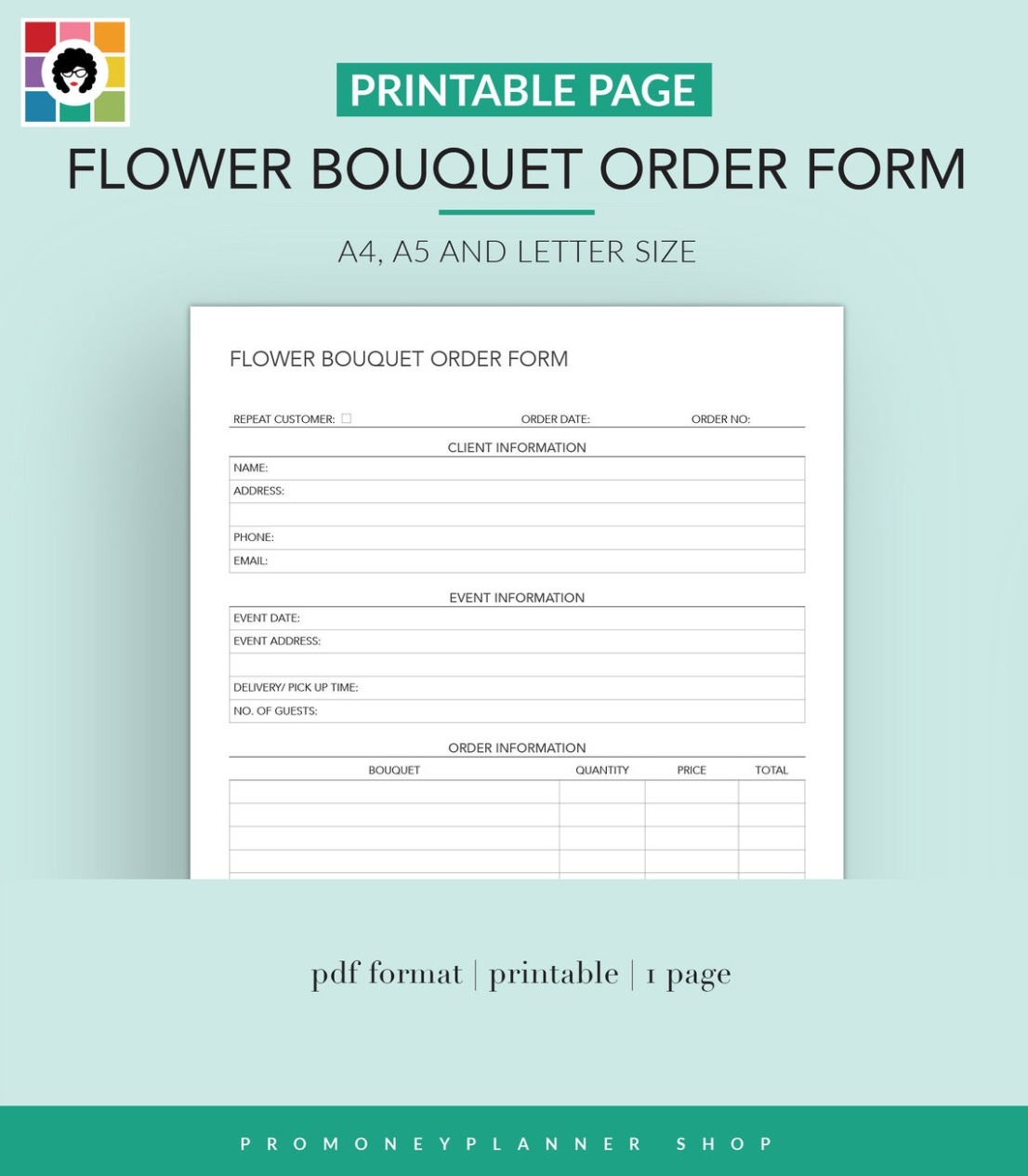 Free Custom Wedding Flower Order Form Template Excel