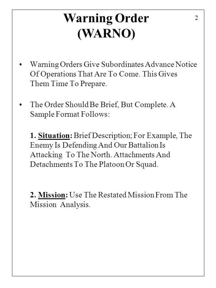 Free  Marine Corps Warning Order Template Pdf Sample