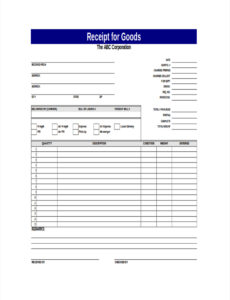Printable Goods Received In Good Order And Condition Template Excel Sample