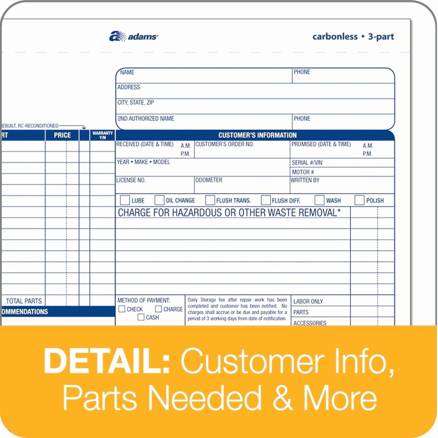 Editable Mechanic Repair Order Template Pdf Sample