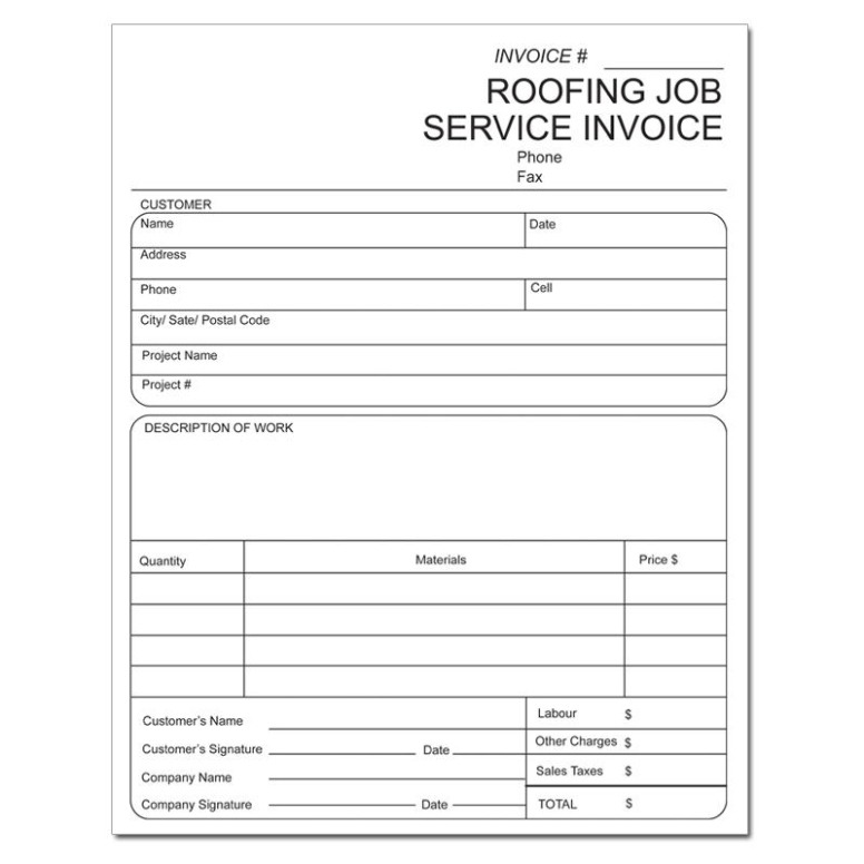 Editable Roofing Work Order Template Pdf Sample
