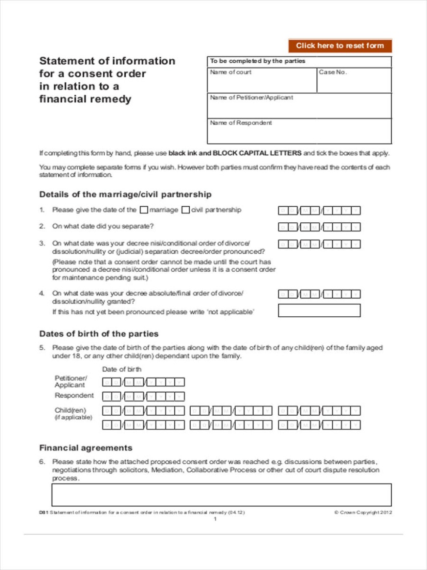 Printable Draft Consent Order Template Excel Example Printable Draft Consent Order Template Excel Example